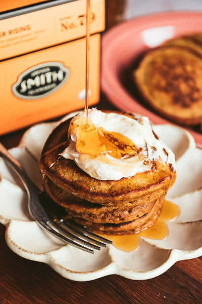 Gingerbread Pancakes with Ginger Rising Maple Syrup