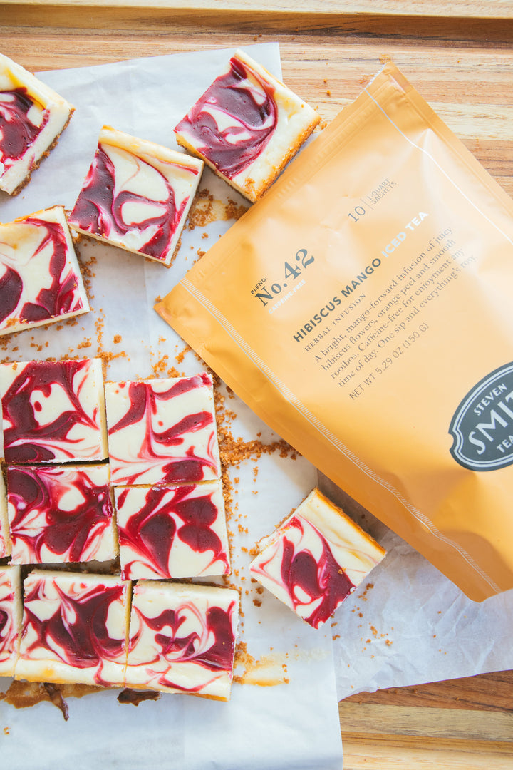Swirled Hibiscus Mango Cheesecake Bars