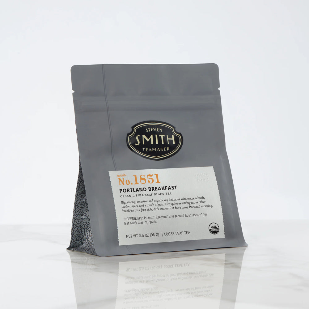 Black bag with Smith shield and Portland Breakfast label