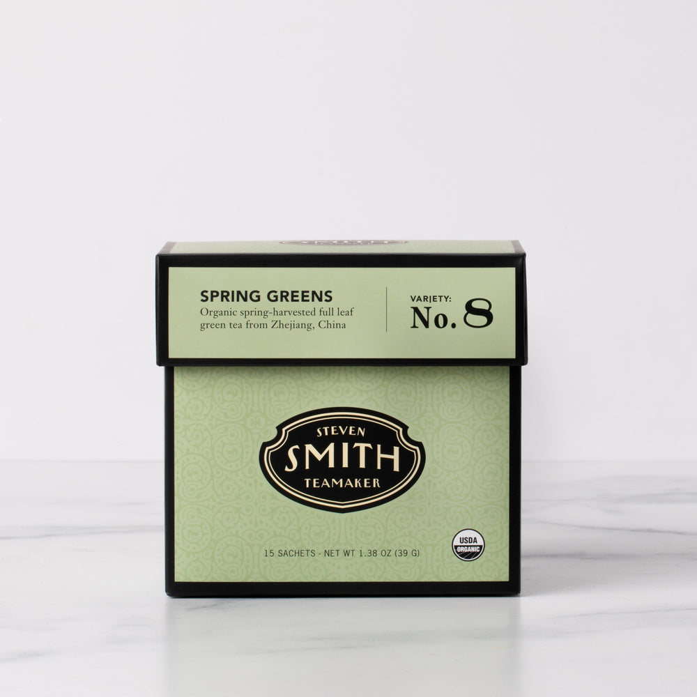 Green box of organic tea.