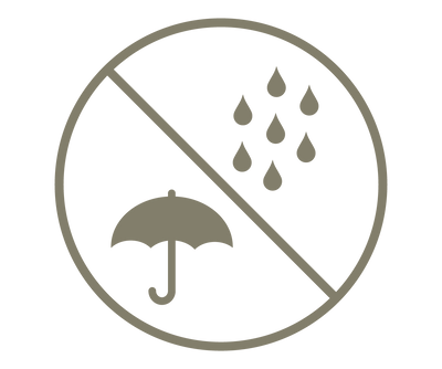 Icon of umbrella and rain with an x through.
