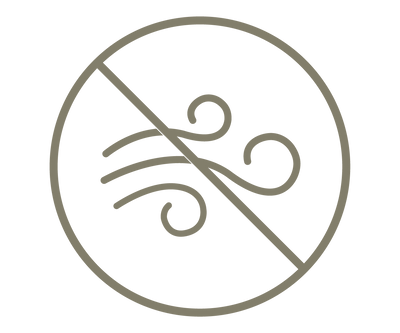 Icon of wind with x through.