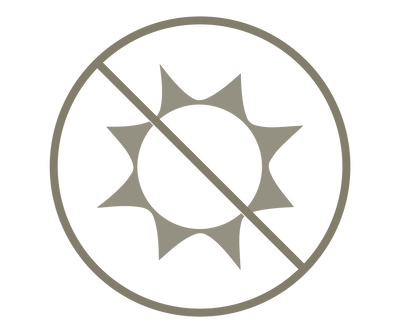 Icon of sun with x through.
